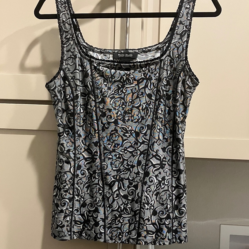 WHBM black and silver corset style top, Size M